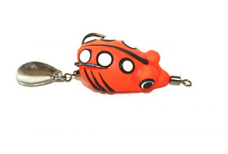 Snakehead fishing topwater frog lure 3.5cm with Flashy spinner tail Weedless action Orange