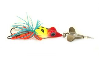 Super 5 Buzz bait frog fishing lure 4.5cm 7g Red / Fluro Weedless double VMC hook Silicone skirts